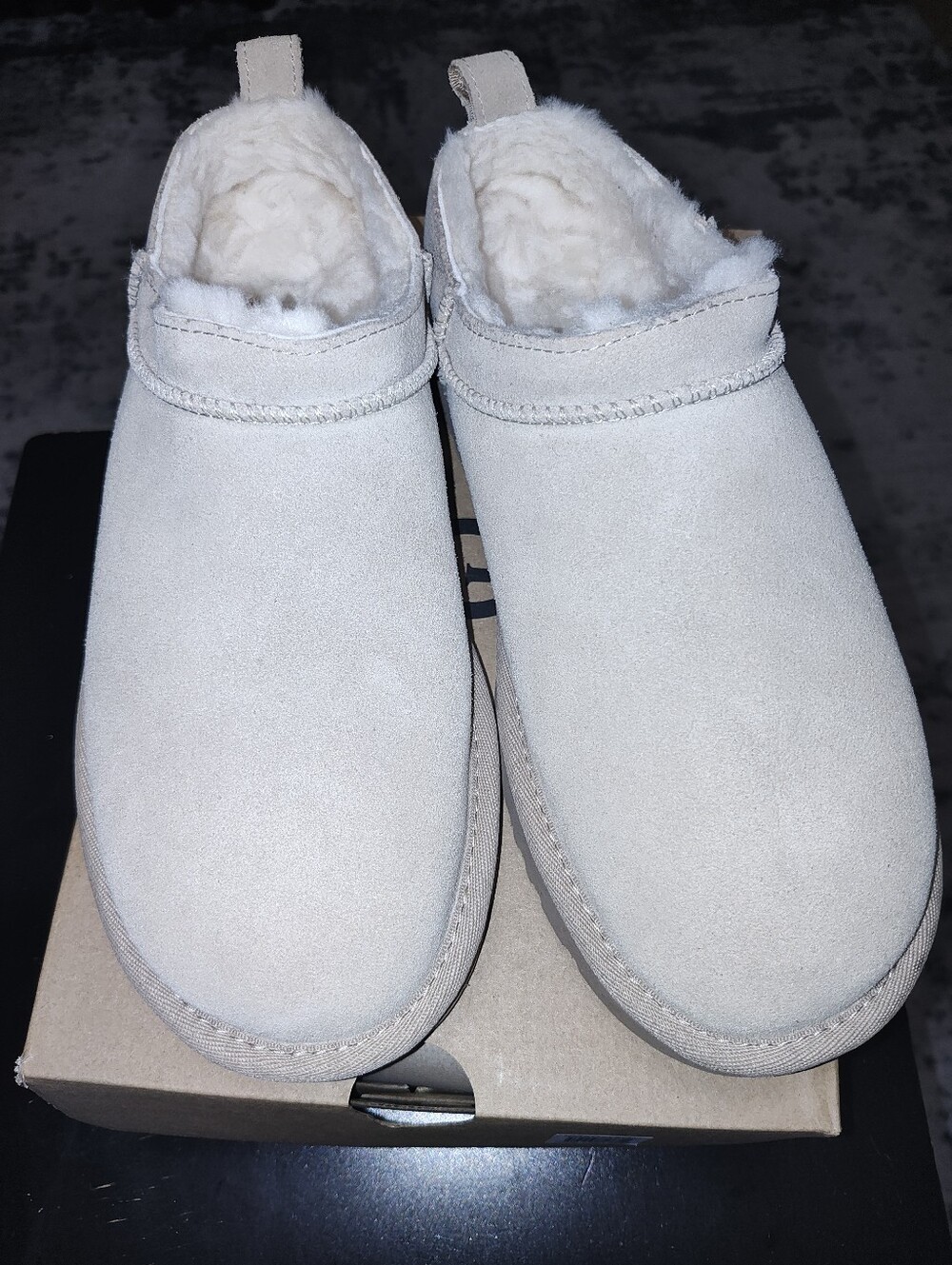 UGG Women's Suede Shearling-Lined Slip-Ons in Light Beige - Picture 4 of 9